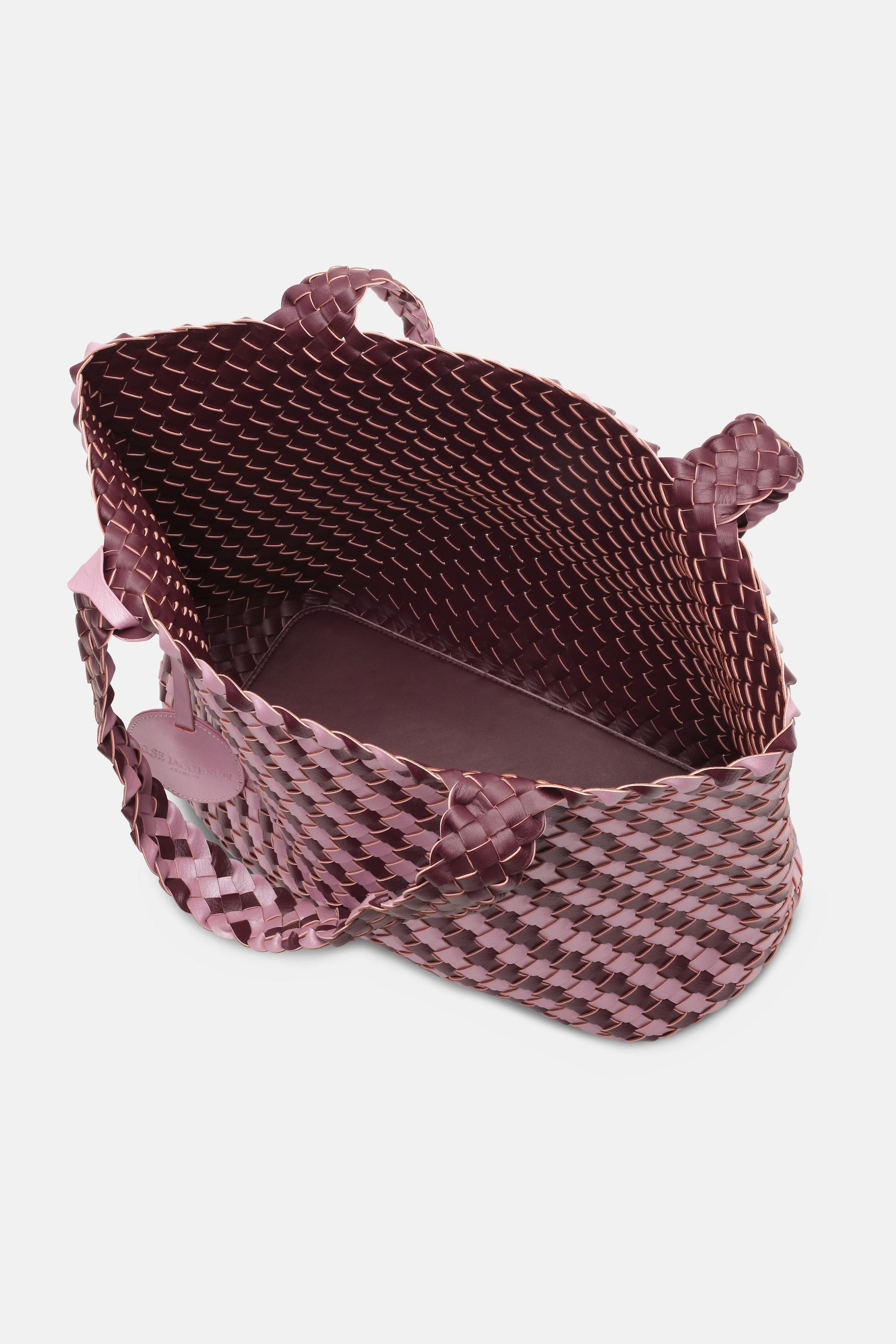 Tote Bag Flettet - Maroon Banner Rosy Pink
